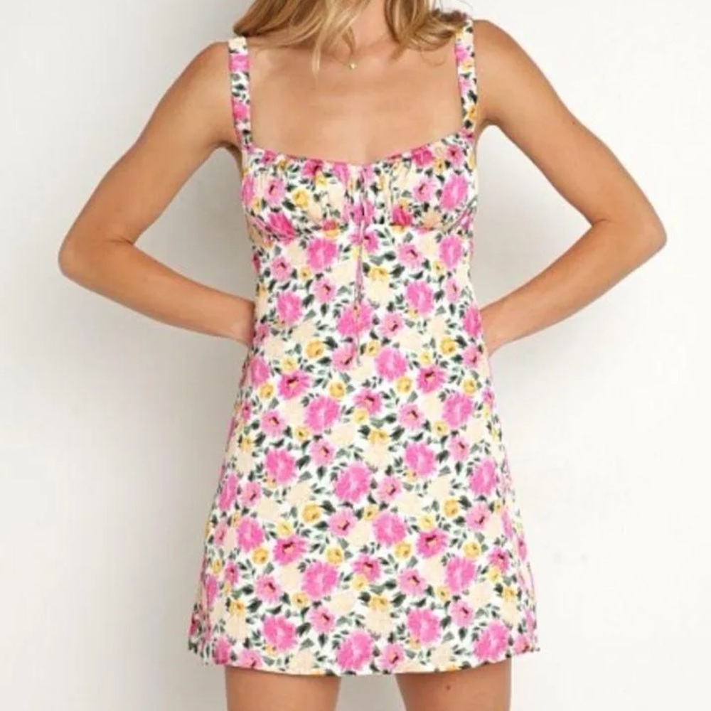 For Love And Lemons Floral Mini Dress - Pink and Yellow